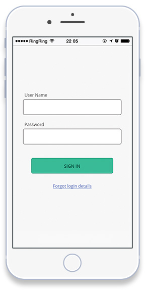 Login screen